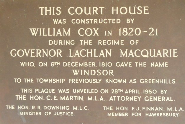 Windsor court house plaque